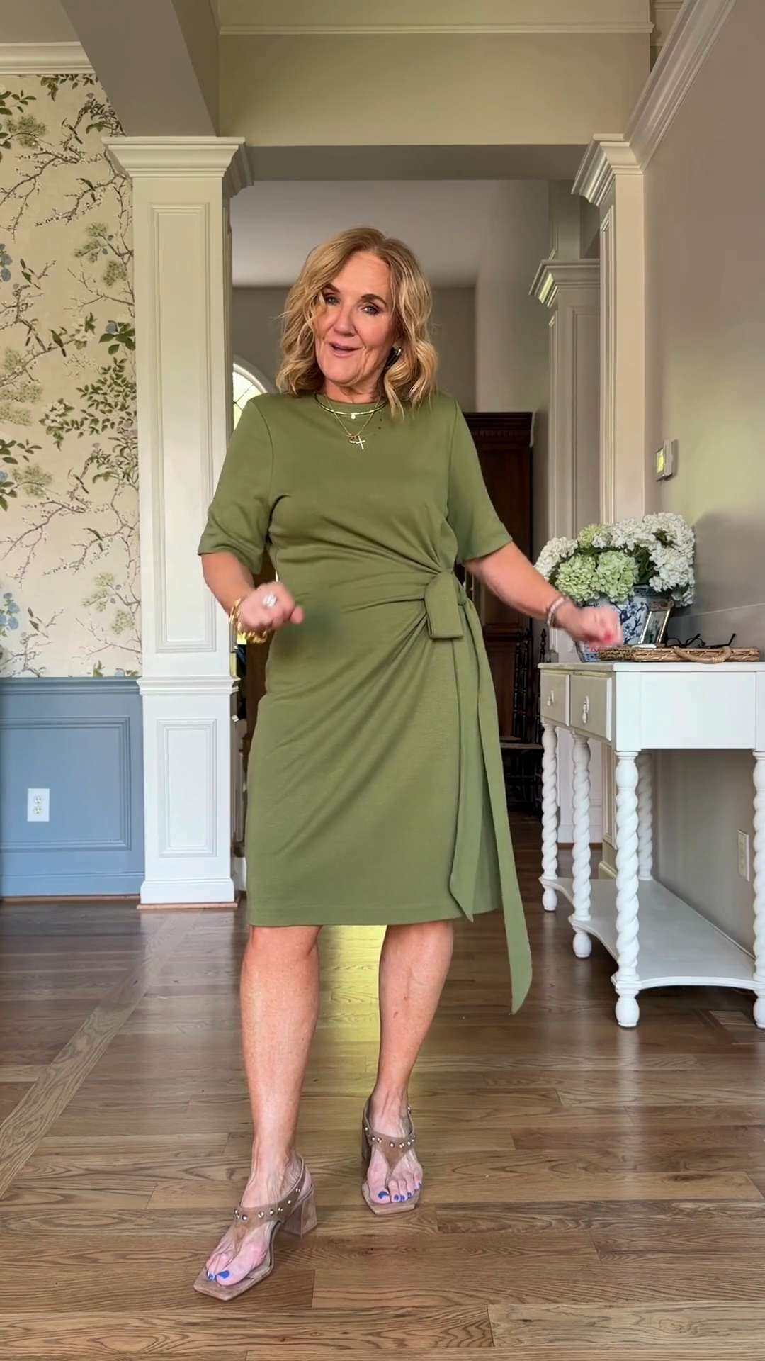 This olive green tie-waist dress is one of those easy throw-on pieces that still looks polished🫶🏻 

 #LTKootd #LTKstorytime #LTKSeasonal