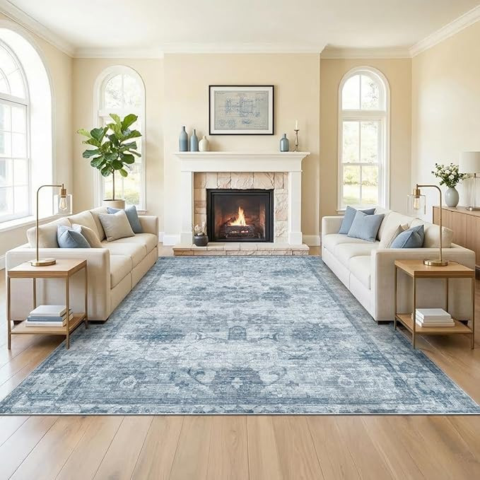 Homemate Washable Rug 8x10 Area Rugs - Vintage Faux Wool Rugs for Living Room Bedroom Dining Room... | Amazon (US)