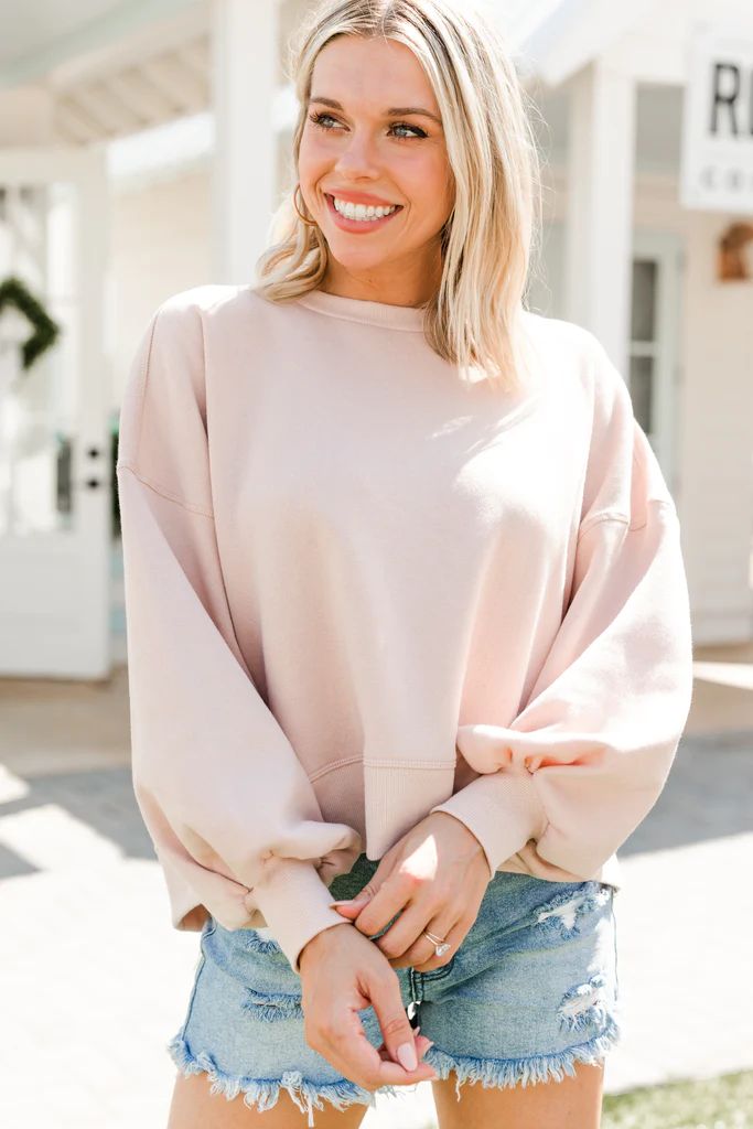 Look At You Go Dusty Blush Pink Bubble Sleeve Pullover | The Mint Julep Boutique