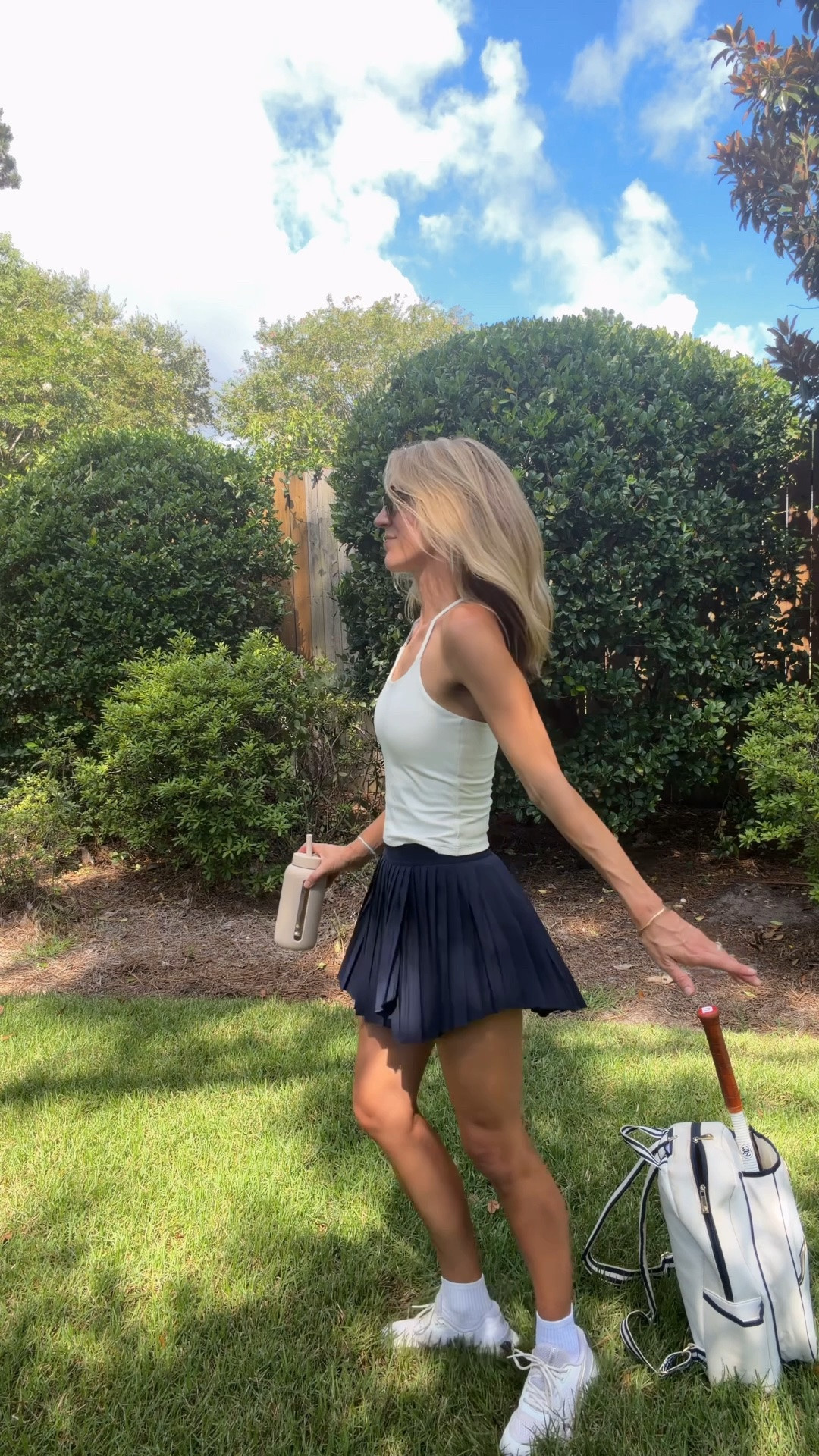 A fun new tennis outfit thst I wore last week! Love the smaller pleats and the slightly longer back of the skirt. Wearing size small in both pieces

#LTKTall #LTKActive #LTKfitnessgoals