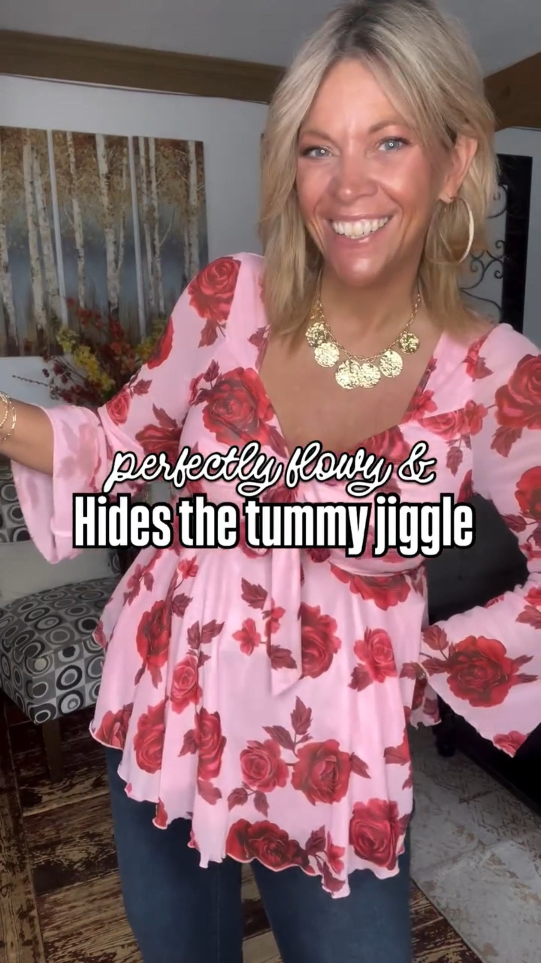 This twirl worthy flowy top is perfect to wear now & on Valentine’s Day 🌹 Paired with bootcut jeans or shorts… either way, you’ll love it! Top size 12; jeans and shorts size 14. 

#LTKSeasonal #LTKMidsize #LTKFindsUnder50