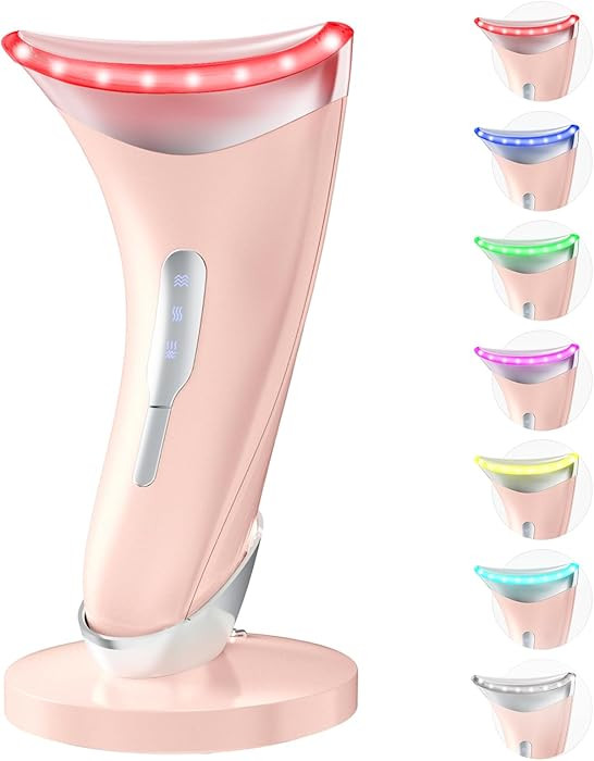 7 Color Light Therapy Facial Massager with Adjustable Vibration and Thermals for Wrinkles, Double... | Amazon (US)