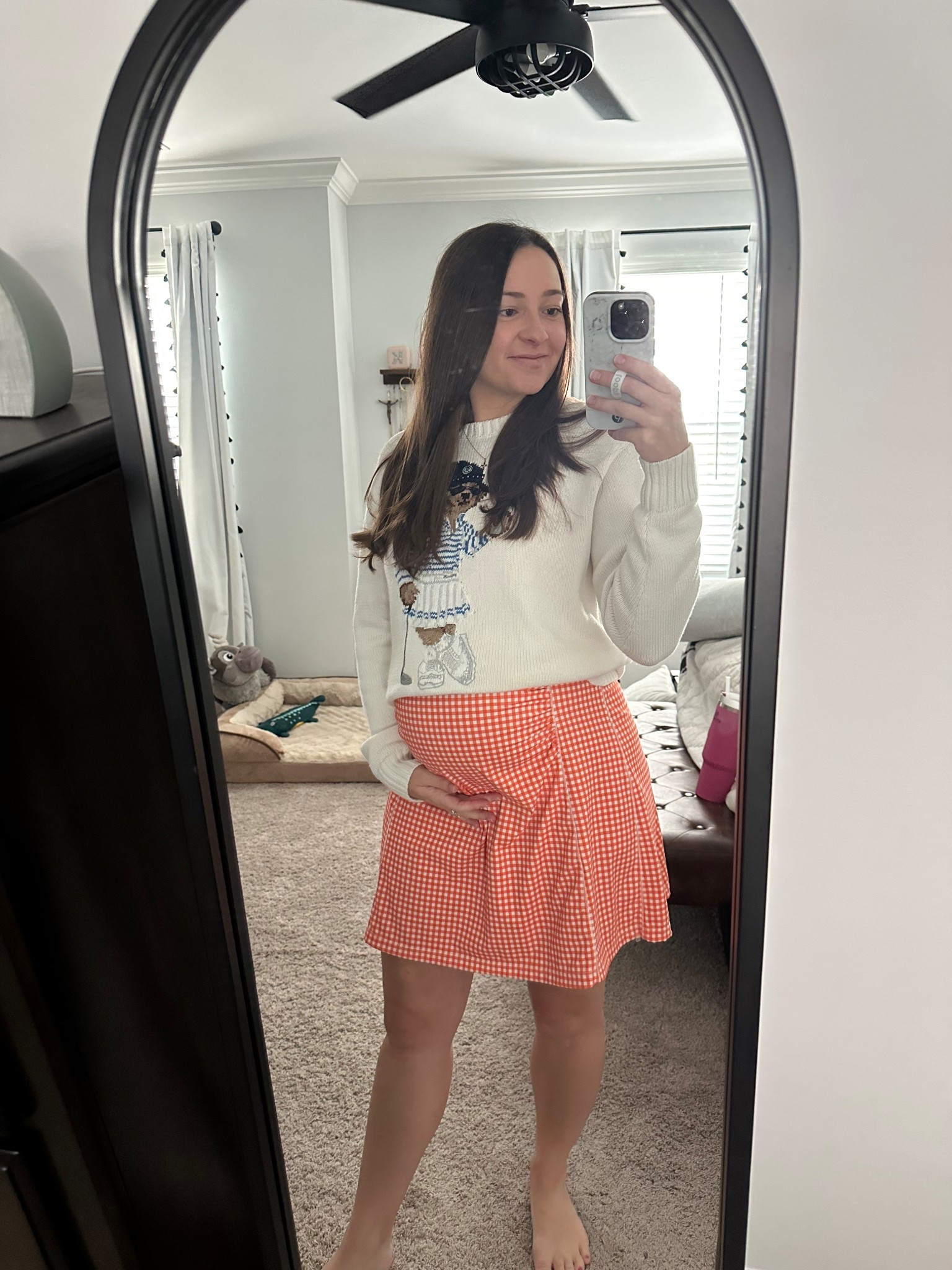 Addison bay Maternity dress (from Nuuly box) with Ralph Lauren bear sweater 

#LTKStyleTip