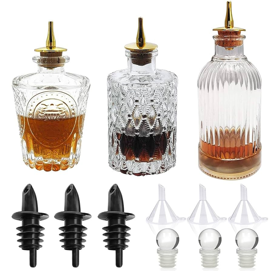 LINALL Bitters Bottle Set - Glass Vintage Bottle, Decorative Bottles with Dash Top, Dasher Bottle... | Amazon (US)