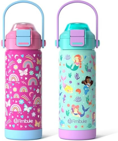 Kids Insulated Water Bottle with Pop-Open Straw & Spout 2-in-1 Lid, 18oz Leak Proof 18/8 Stainles... | Amazon (US)