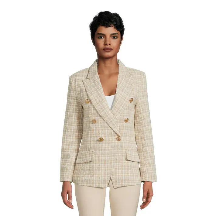 Attitude Unknown Women's Metallic Button Blazer | Walmart (US)