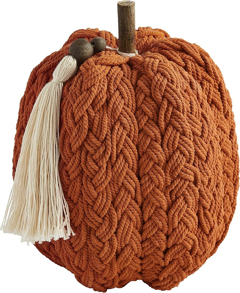 Mud Pie, Orange Braided Rope Pumpkin Sitter, 8" x 6 1/2" Dia | Amazon (US)