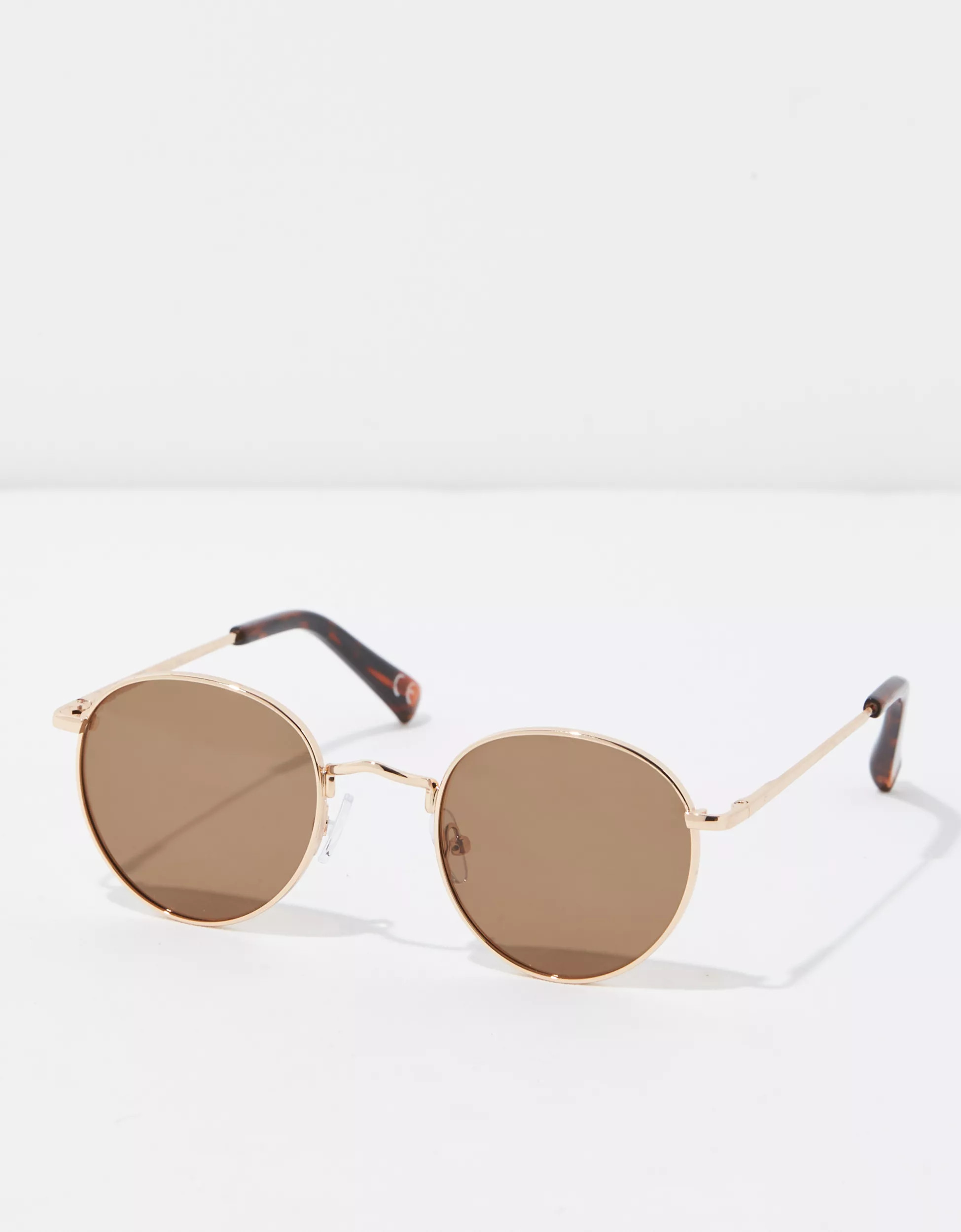 AE Retro Round Brown Sunglasses | American Eagle Outfitters (US & CA)