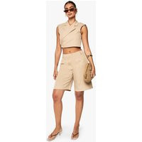 Womens Marl Tailored Bermuda Shorts - Brown - 12 | boohoo (US & Canada)