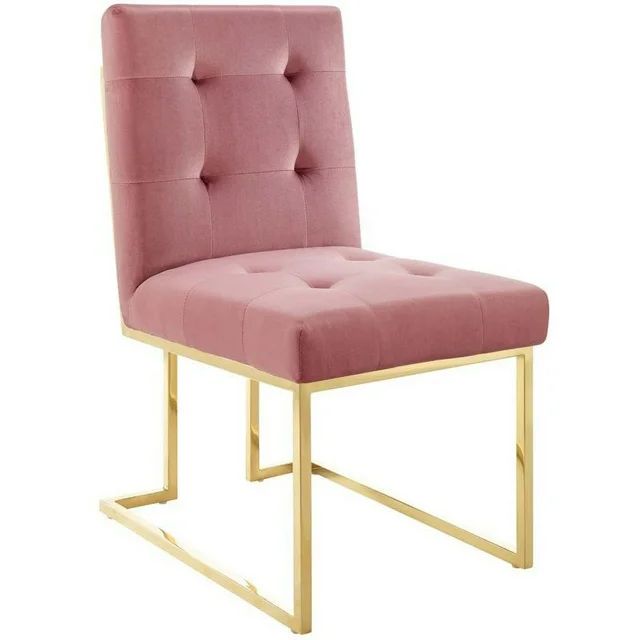 Pemberly Row 18.5" Modern Velvet Dining Chair in Dusty Rose Pink/Gold | Walmart (US)