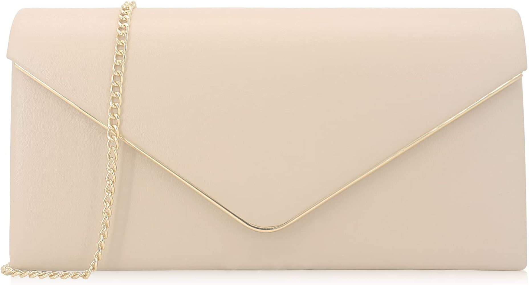 Vegan Leather Envelope Clutch Bag Classic Dressy Purse Foldover Evening Handbag | Amazon (US)