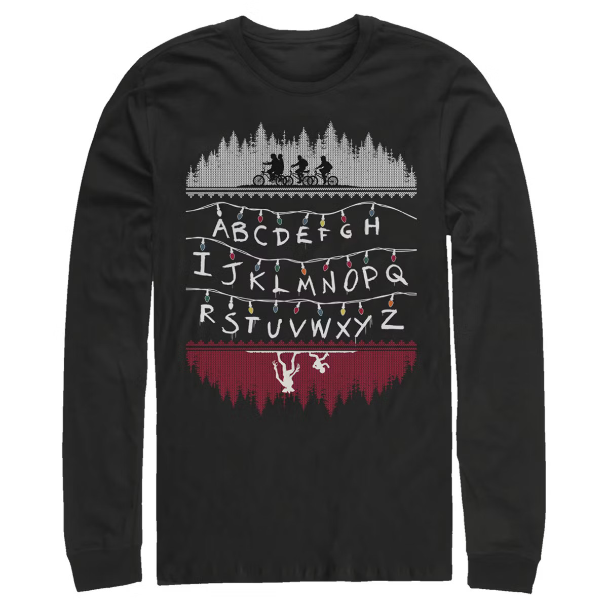 Men's Stranger Things Alphabet Lights Long Sleeve Shirt | Target