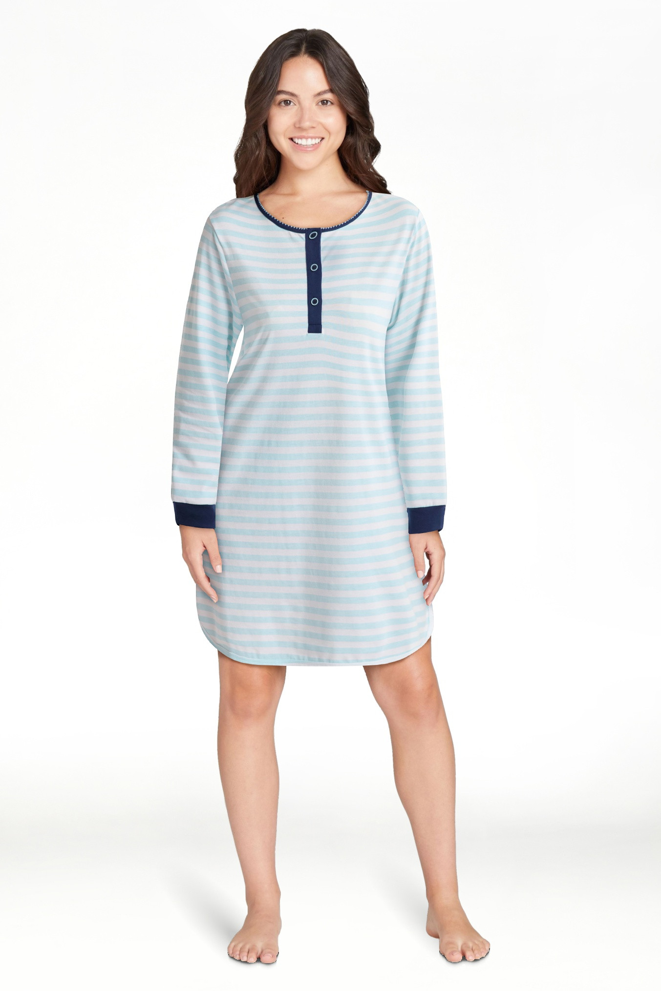 Joyspun Women's Jersey Long Sleeve Henley Sleepshirt, Sizes S to 3X | Walmart (US)