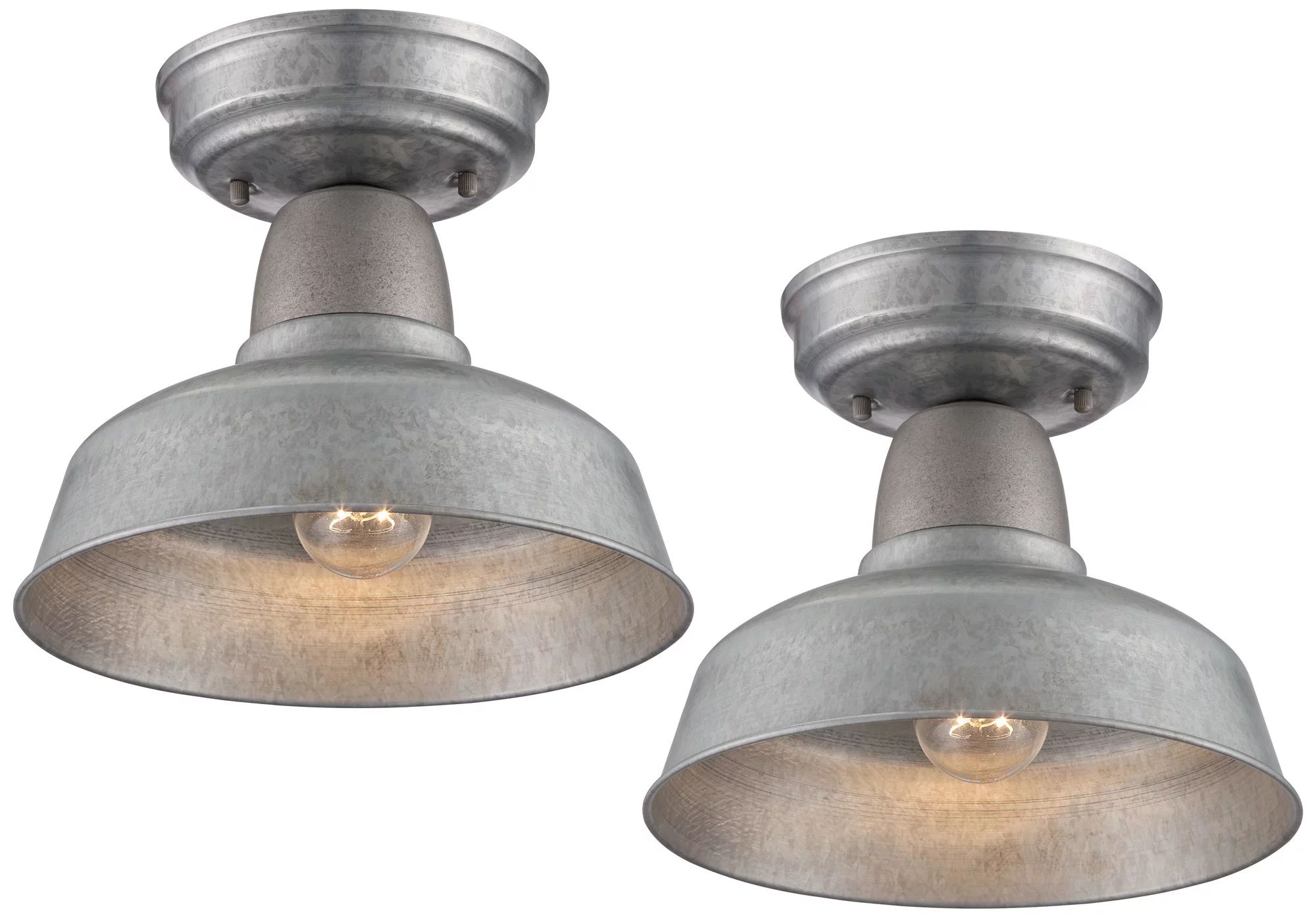 John Timberland Industrial Farmhouse Outdoor Ceiling Light Fixtures Set of 2 Galvanized Metal 8 3... | Walmart (US)