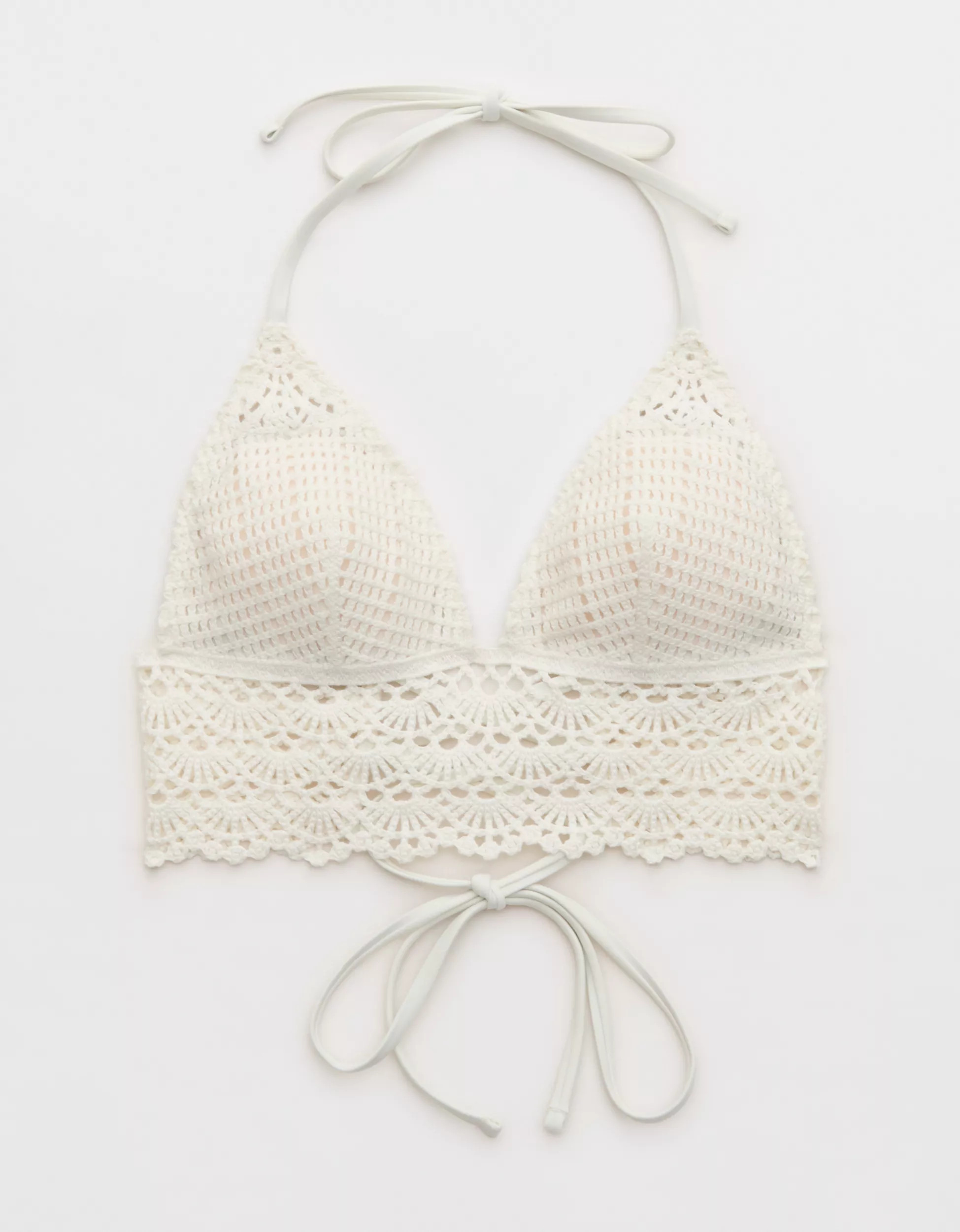 Aerie Longline Crochet Triangle Bikini Top | Aerie