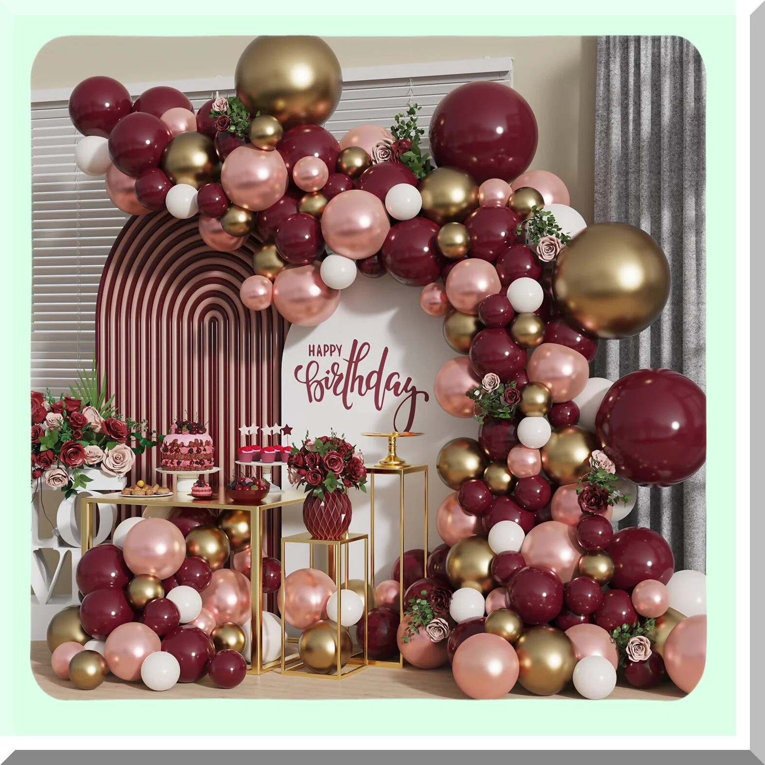 Burgundy and Gold Balloon Garland Kit for Party Decor | Wayfair | Wayfair North America