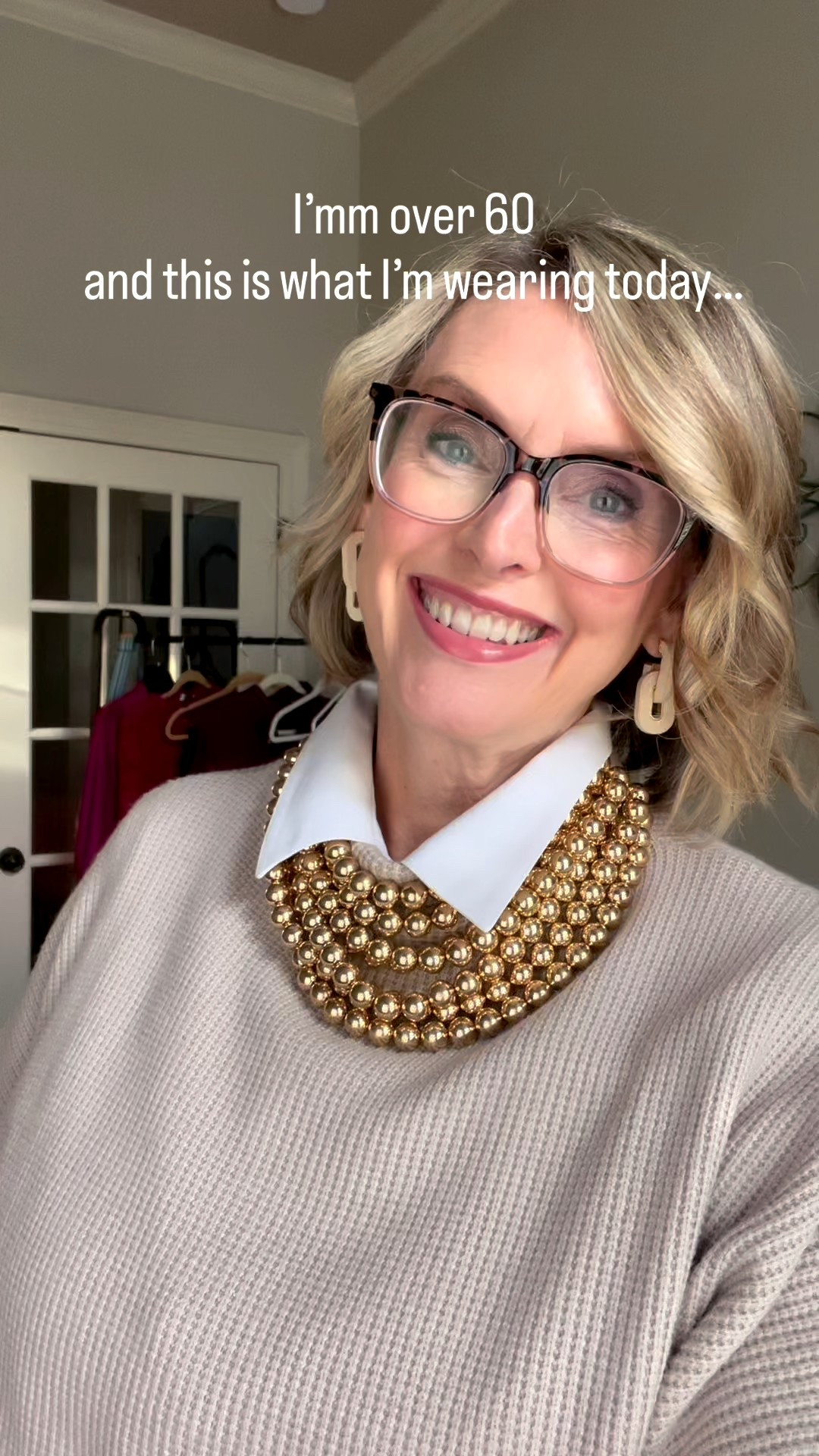 I love adding a crisp white shirt under a sweater for instant elevation. It’s a great way to repurpose those spring sweaters too! 

#LTKMidsize #LTKOver40