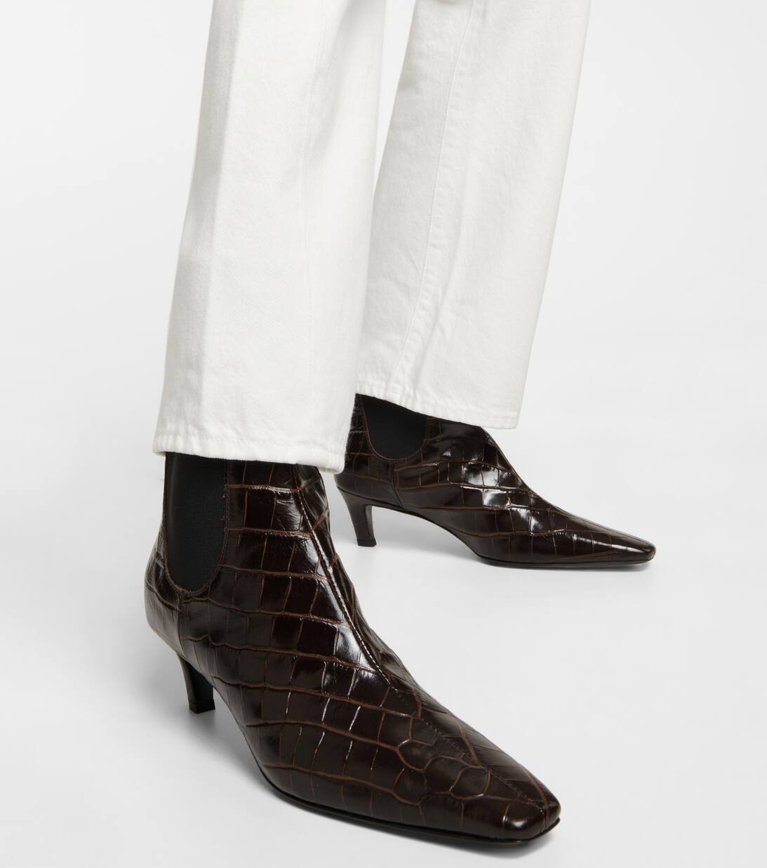 Croc-effect leather ankle boots | Mytheresa (US/CA)