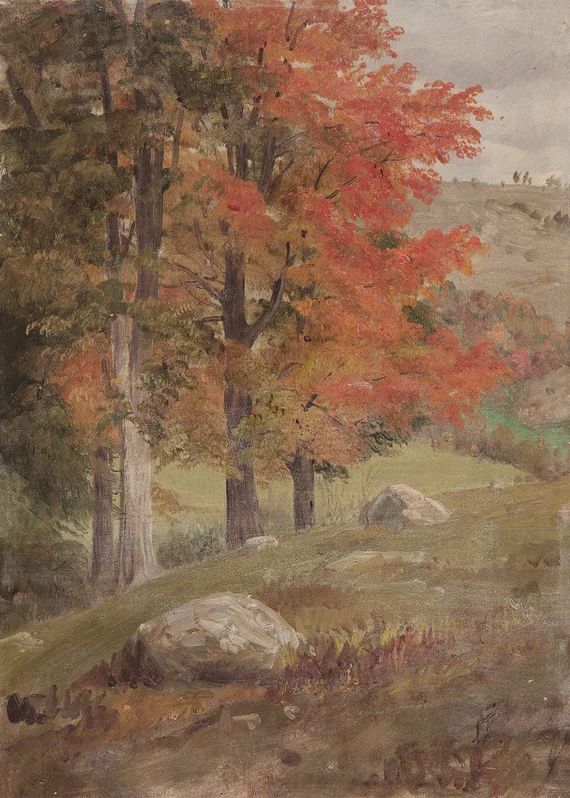 Autumn Tree Oil Painting / Vertical Landscape Fall Art Digital - Etsy | Etsy (US)