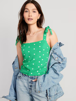 Fitted Tie-Shoulder Cropped Dobby Corset Cami Top for Women | Old Navy (US)