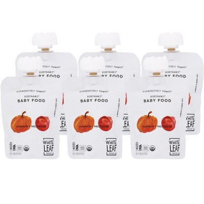 White Leaf Provisions Pumpkin and Nectarine Biodynamic Baby Food 8+ Months - Case of 6/3.17 oz | Target