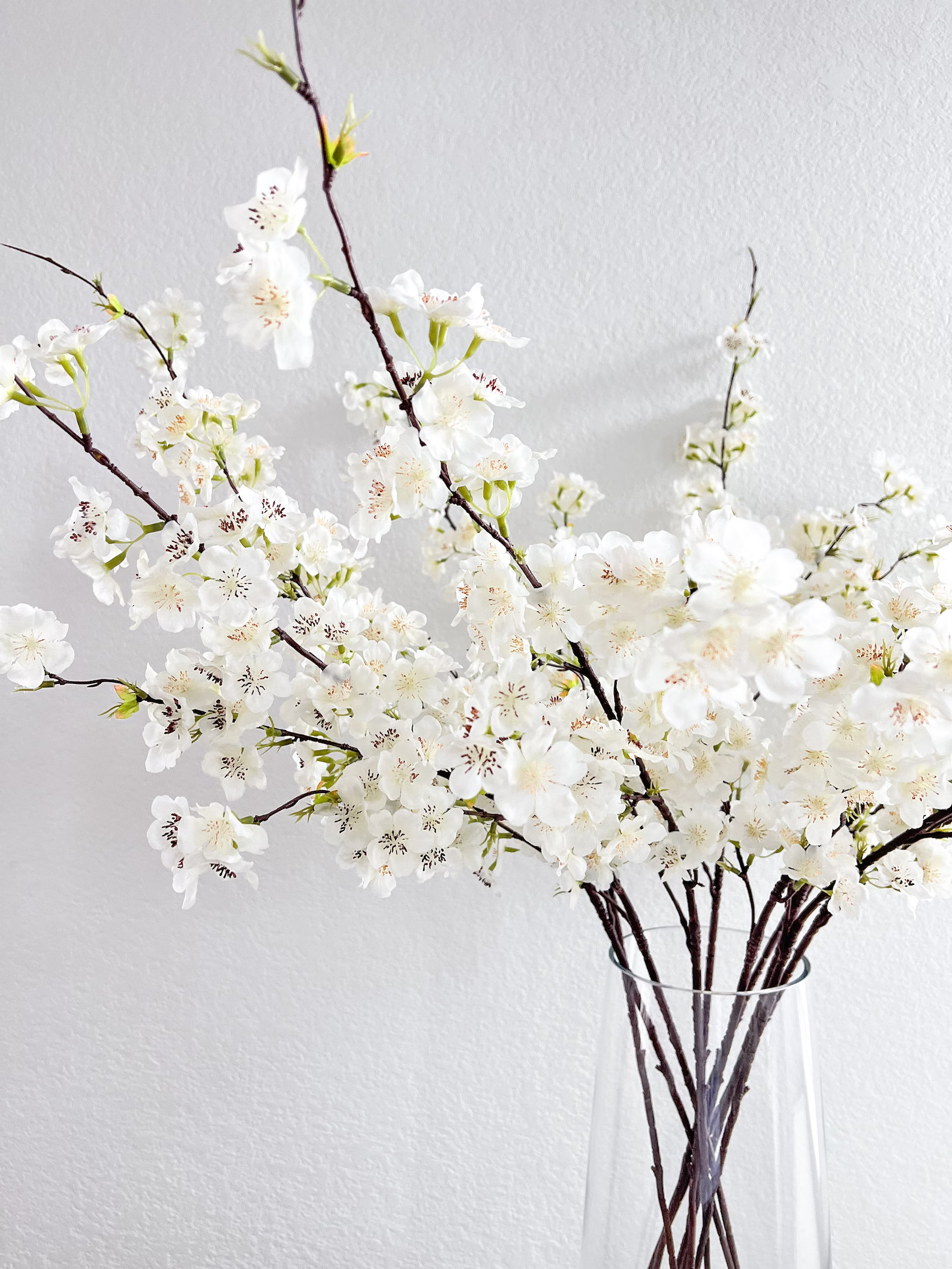 White Faux Silk Cherry Blossom pack of 3 Stems, Artificial White Cherry Blossom Stem, Spring Flow... | Etsy (US)
