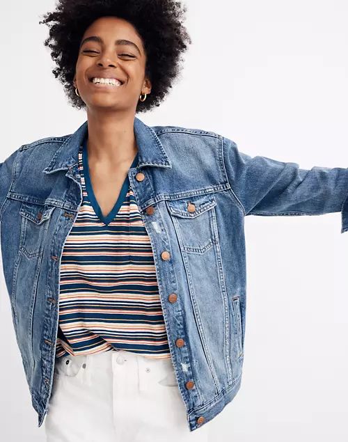 The Oversized Jean Jacket in Wortham Wash | Madewell
