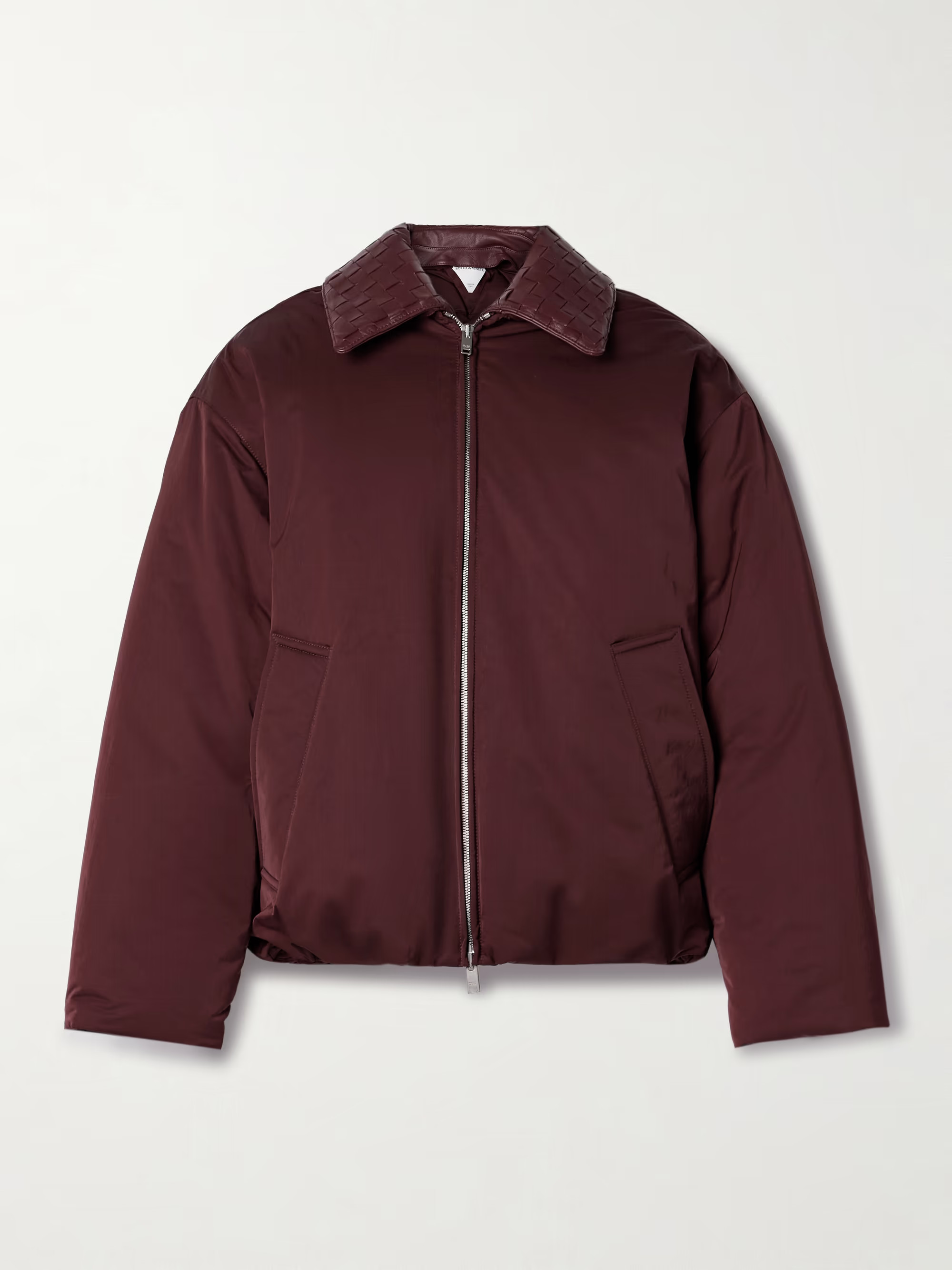 Intrecciato leather-trimmed shell down jacket | NET-A-PORTER (US)