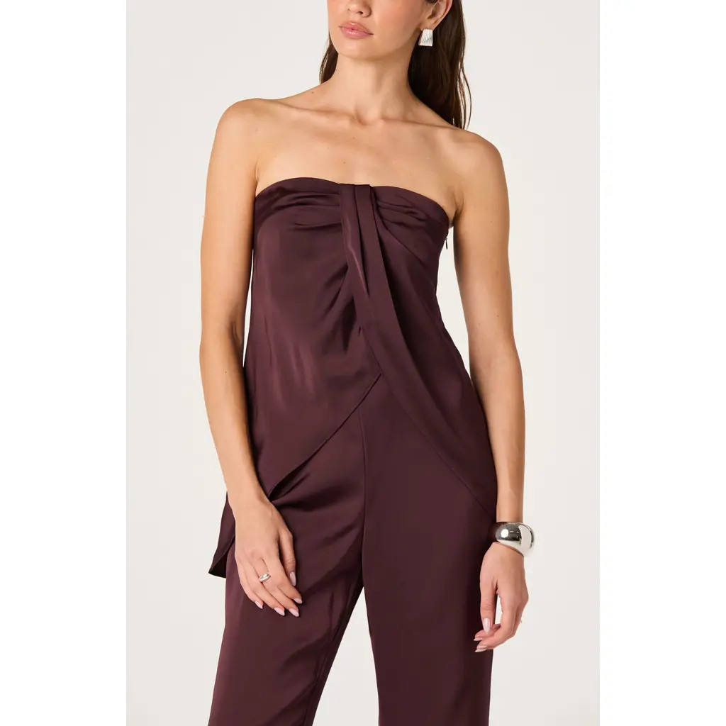 ASTR the Label Keona Strapless Twisted Front Top in Raisin at Nordstrom, Size X-Large | Nordstrom