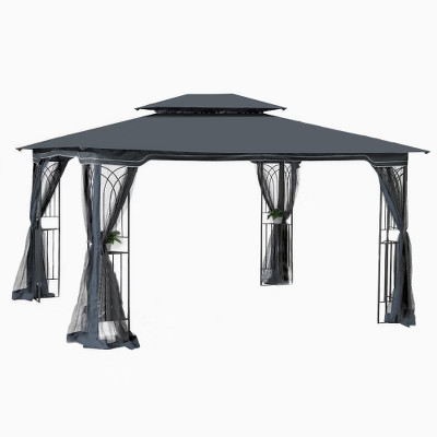 ACEPANO 157.5 in. W Outdoor Garden Pavilion with Ventilated Double-Layer Roof & Mosquito Net for Gardens, Backyards & Patios-Gray | Target