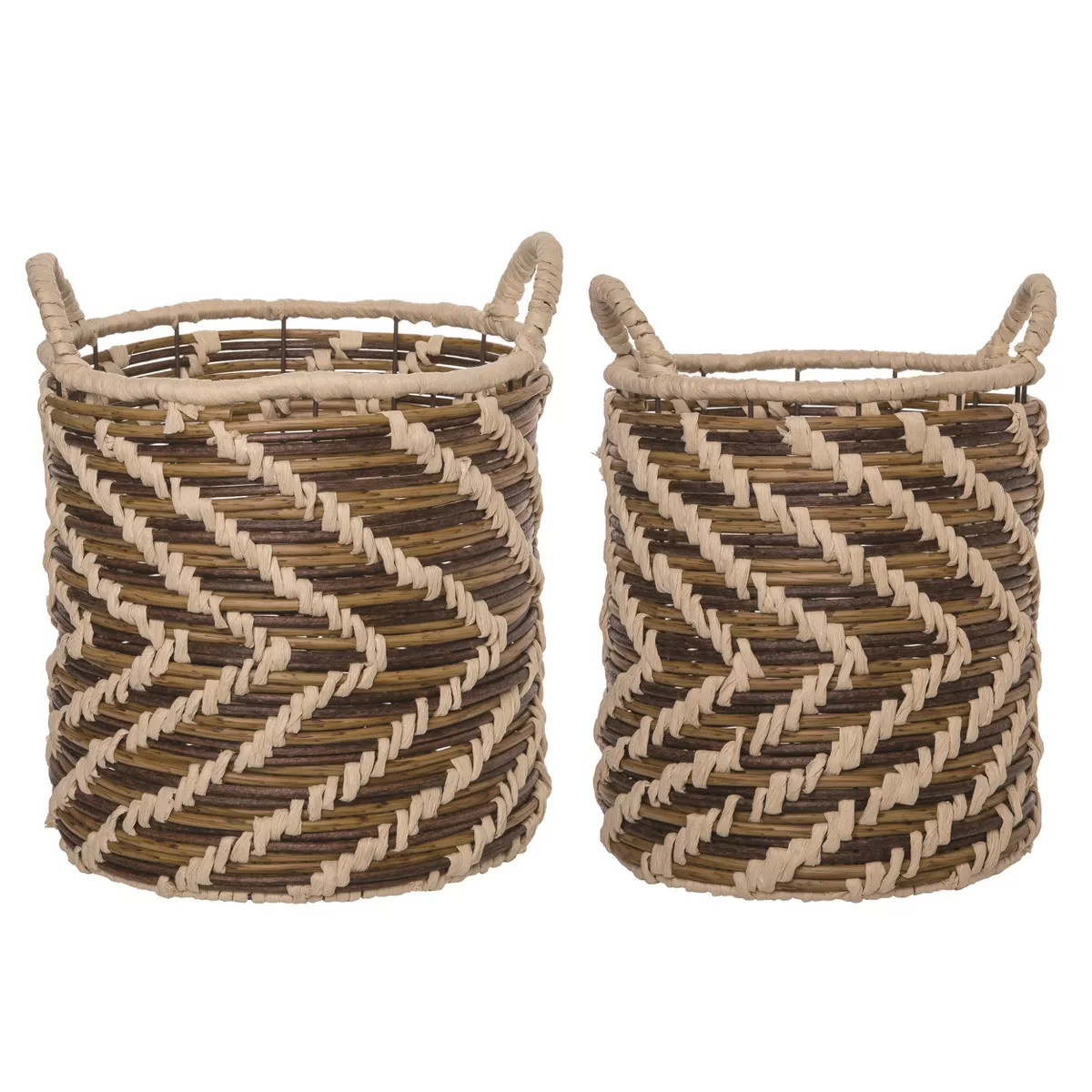 Transpac Natural Fiber 13.75" Brown Spring Woven Baskets Set of 2 | Target