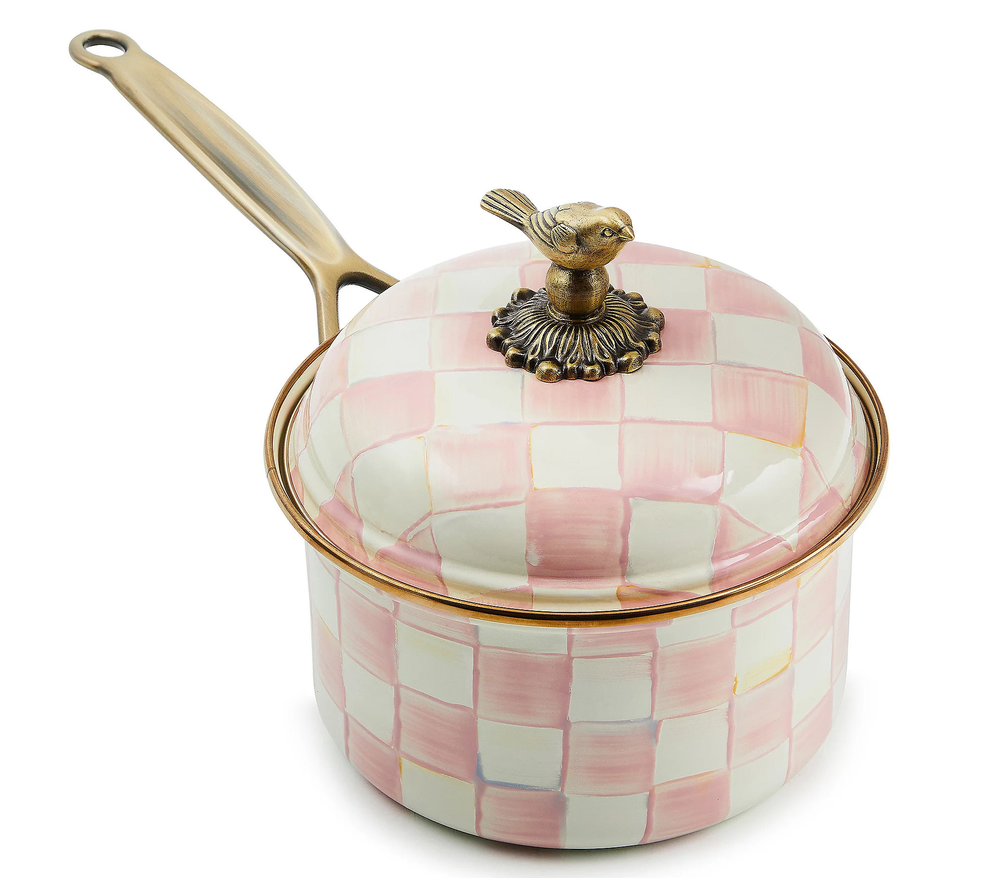 MacKenzie-Childs Rosy Check 2.5 Qt. Saucepan | QVC