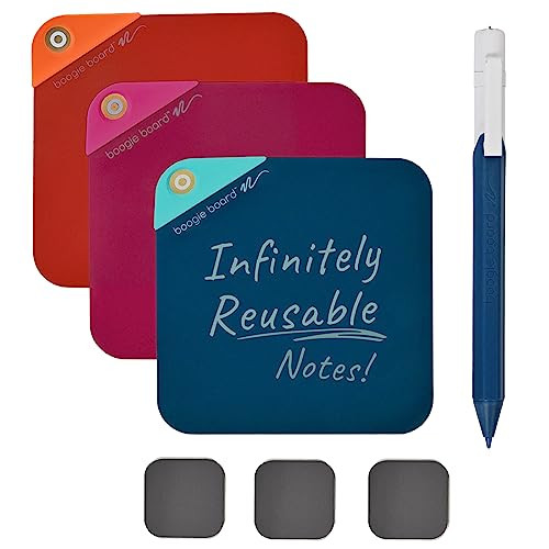 Boogie Board VersaNotes Starter Pack, Reusable 3-Pack 4x4 Dry-Erase and Sticky Note Alternative for Home and Office, Includes 3 VersaNotes, Magnetic Mounting Plates, Instant Erase, and VersaPen Stylus | Amazon (US)