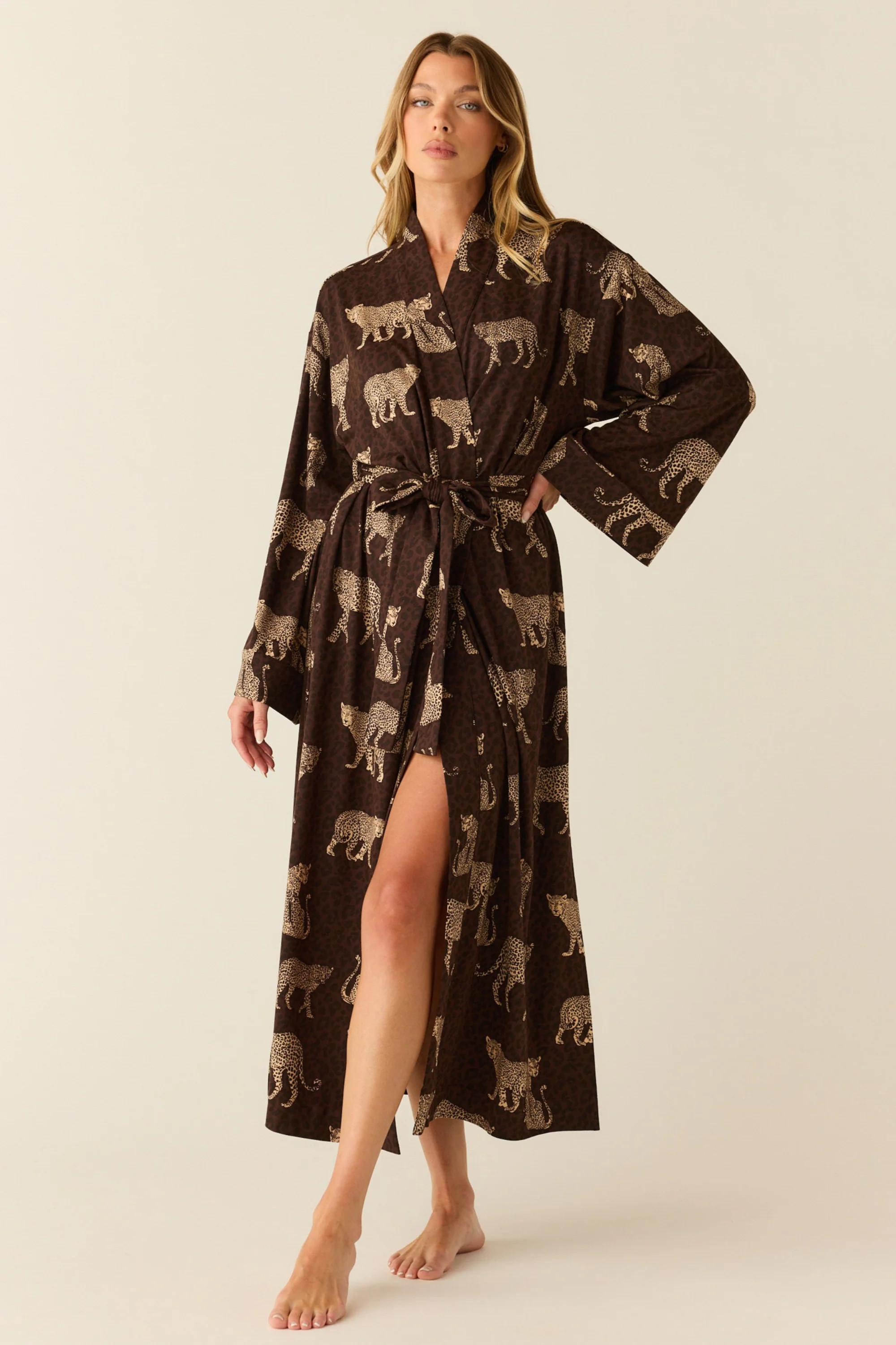 Kaia Cloud Jersey Kimono Robe in Savanna | MASONgrey