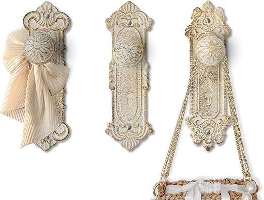 Shabby Chic Cast Iron Decorative Wall Mounted Hooks - Rustic White - Door Knob Coat Hooks for Wal... | Amazon (US)