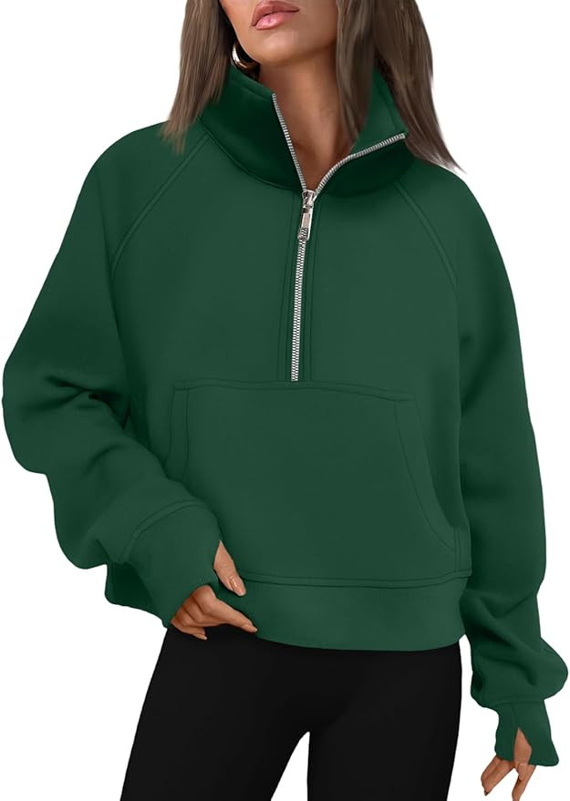 AUTOMET Womens Sweatshirts Half Zip Cropped Pullover Fleece Quarter Zipper Hoodies 2026 Fall Fash... | Amazon (US)