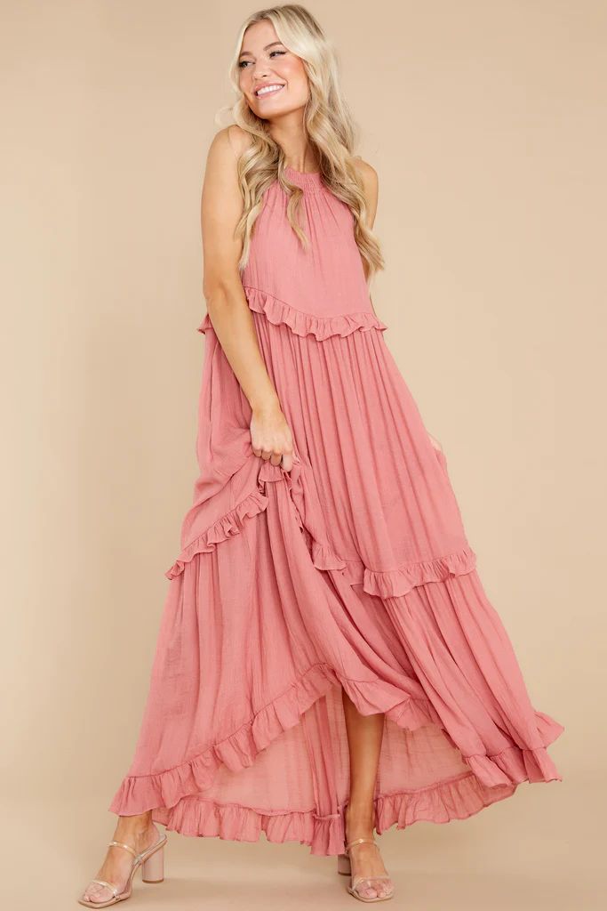 Inspire Chic Baroque Rose Maxi Dress | Red Dress 