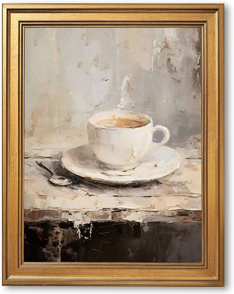 EQUEEN Vintage Coffee Cup Poster Kitchen Wall Art Farmhouse Wall Decor Rustic Painting Canvas Pri... | Amazon (US)
