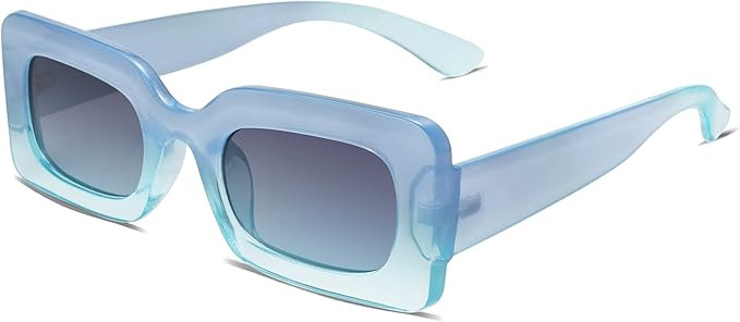 SOJOS Retro 90s Nude Rectangle Sunglasses For Women Trendy Chunky Glasses Pebble SJ2160 | Amazon (US)