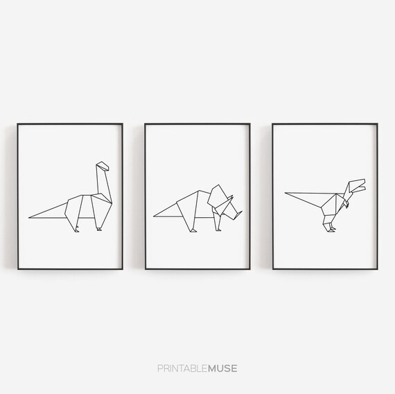 Geometric Dinosaurs Printable Set of Posters, Minimal Monochrome Nursery Gallery Learning Wall Ar... | Etsy (US)