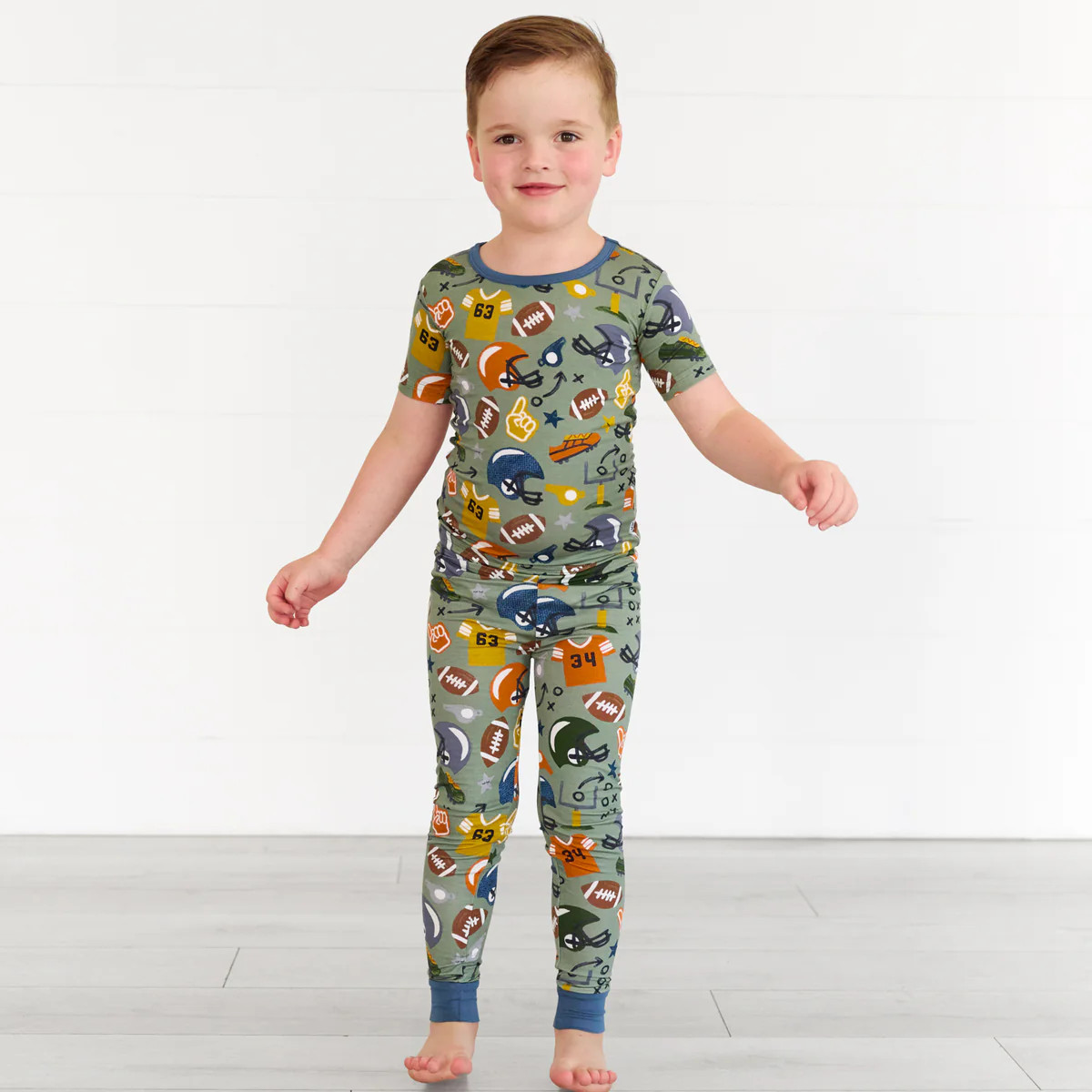 Touchdown Time Two-Piece Short Sleeve Pajama Set | Little Sleepies
