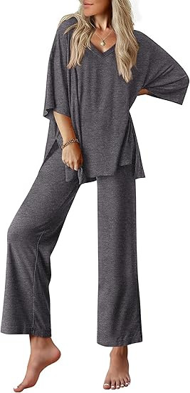 Ekouaer Lounge Sets for Women Pajamas Set Short Sleeve Tops and Long Pants Soft 2 Piece Outfits w... | Amazon (US)