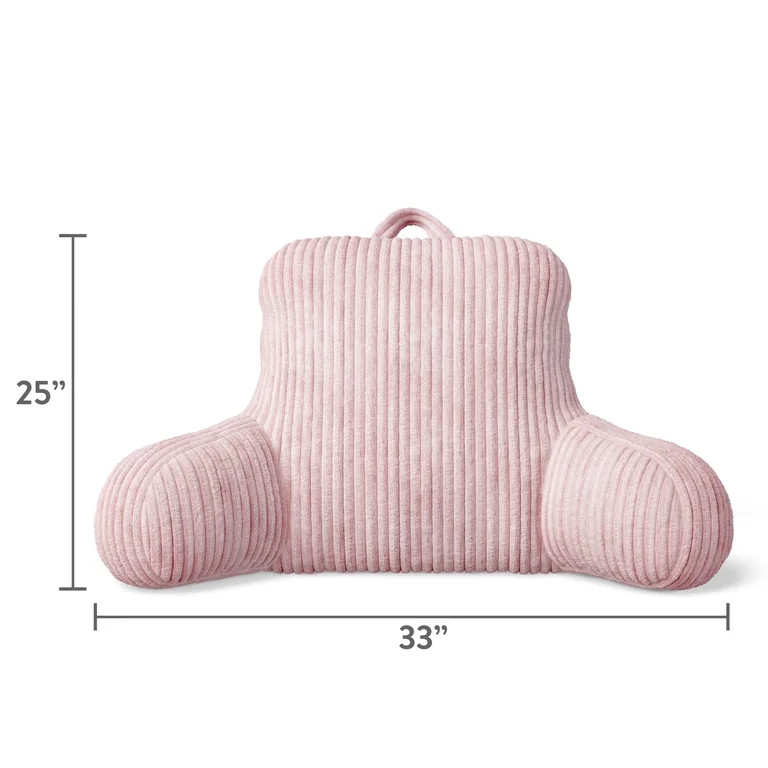 Mainstays Kids Ribbed Corduroy Plush Backrest Pillow, Light Pink, 33" x 13" x 25" | Walmart (US)
