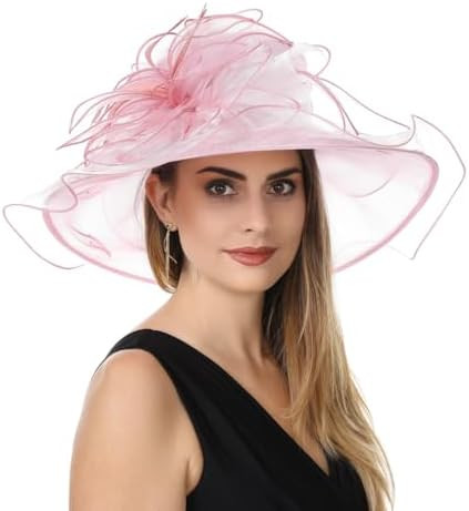 SAFERIN Women's Organza Church Fascinator Bridal Tea Party Wedding Hat | Amazon (US)