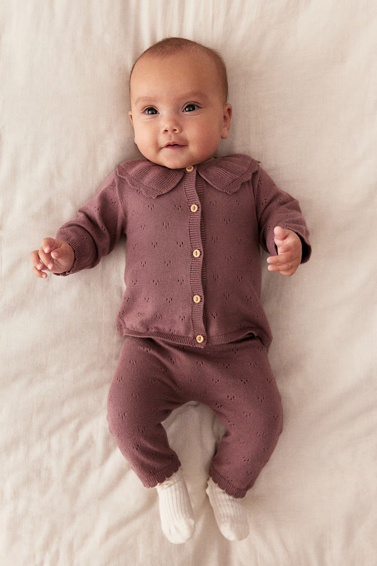 2-piece Cotton-Knit Set - Dark dusty pink - Kids | H&M US | H&M (US + CA)