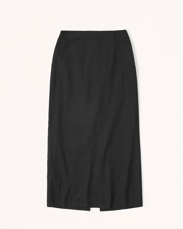 Linen-Blend Column Maxi Skirt | Abercrombie & Fitch (US)