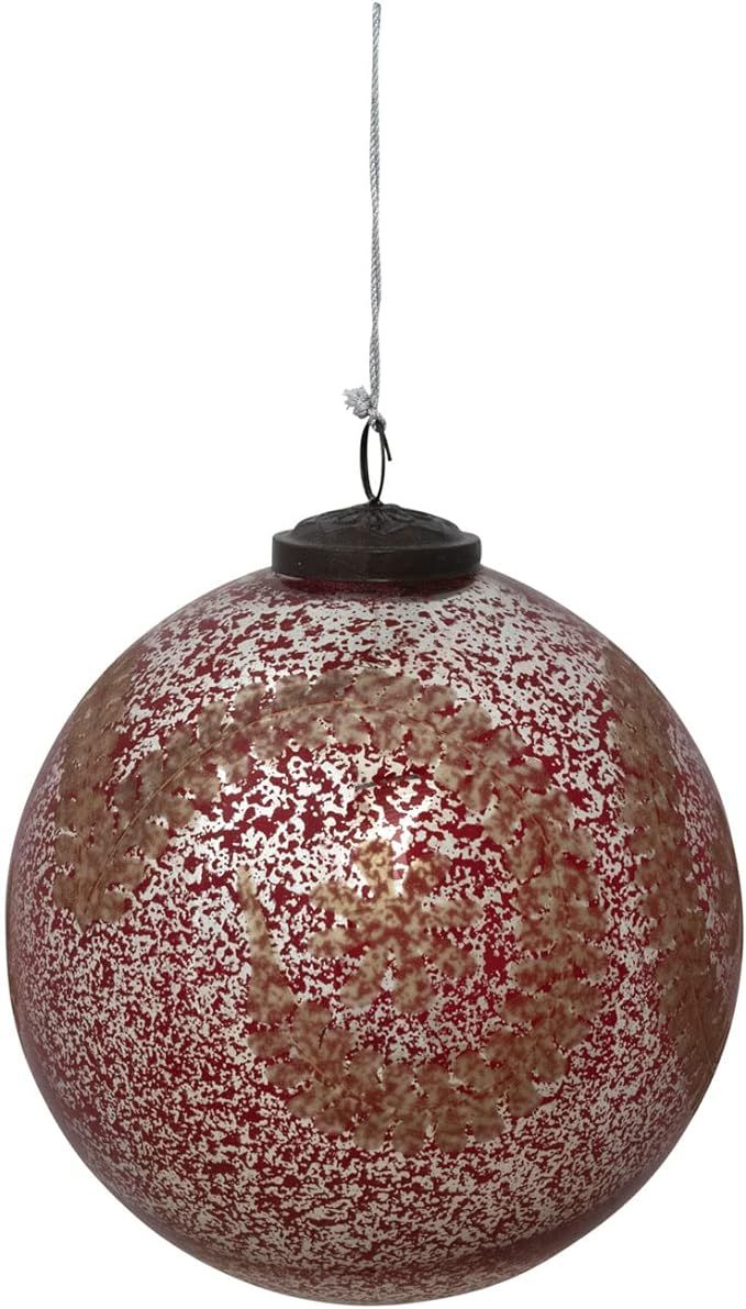 Amazon.com: Round Mercury Glass Ball Ornament with Gold Garland Design, Red : Home & Kitchen | Amazon (US)
