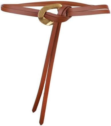 Women Tie Leather Belt Gold Buckle Double Straps Waist Belts | Retro Skinny Belt, Soft Belt Strap... | Amazon (US)