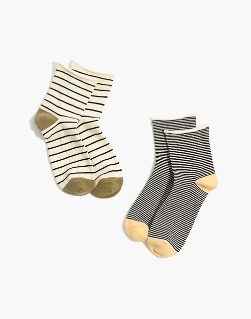 Two-Pack Rolled-Trim Ankle Socks | Madewell
