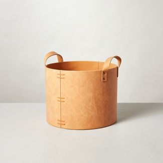 Faux Leather Storage Bin Camel Brown - Hearth & Hand™ with Magnolia | Target